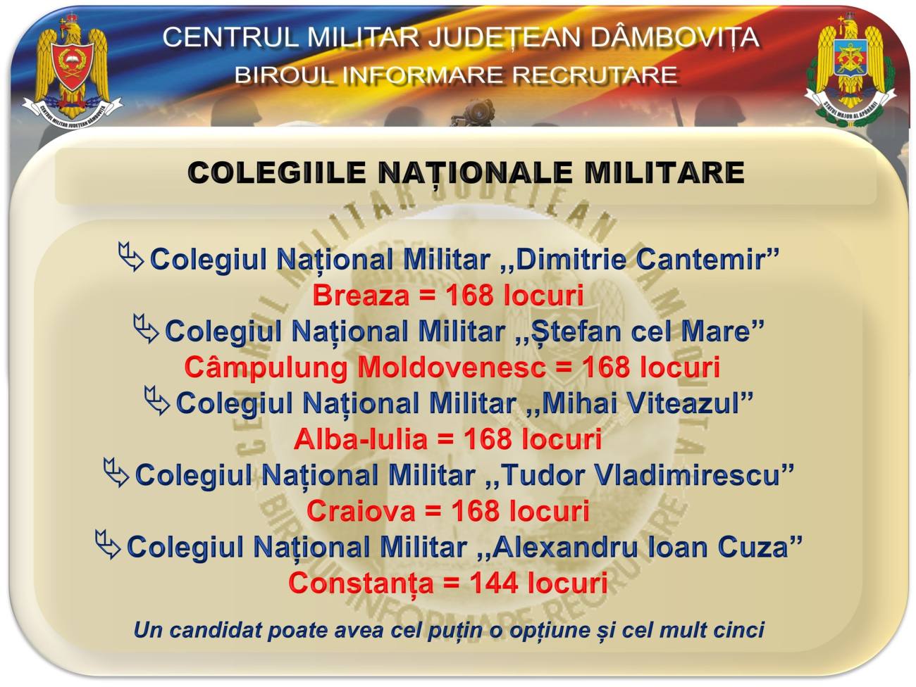 You are currently viewing Centrul Militar Dâmbovița primește, până pe 22 martie, înscrieri la liceele militare