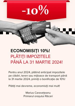 Read more about the article Locuitorii din Răcari pot beneficia de reduceri la impozite, dacă plătesc până la finalul lunii martie