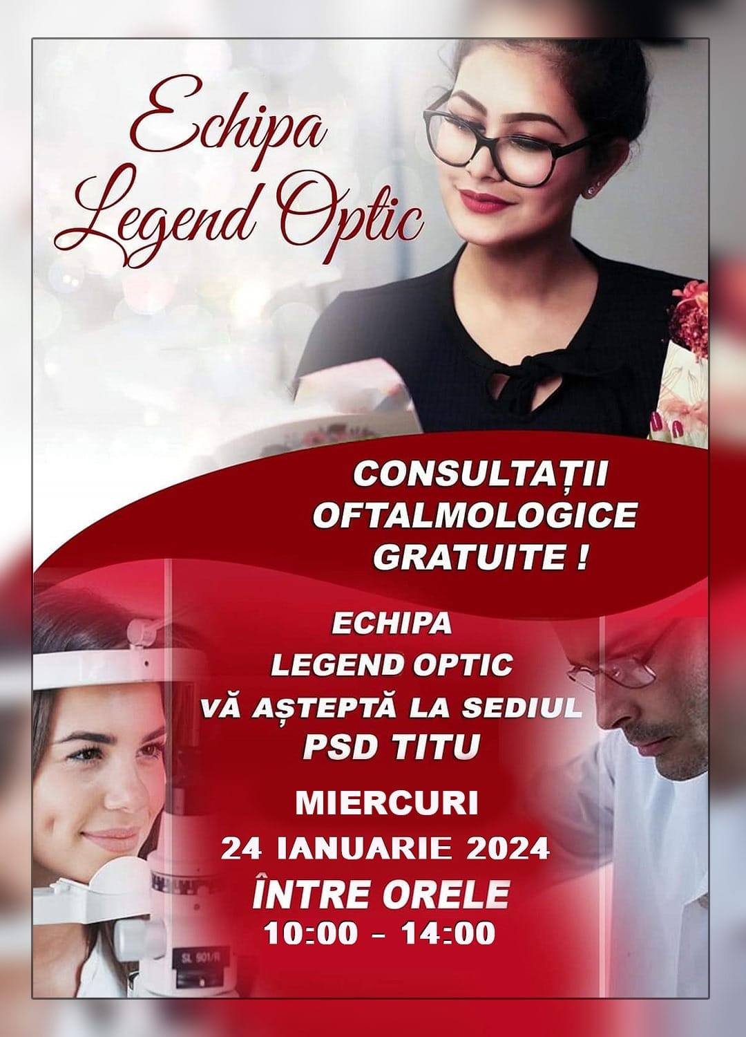 You are currently viewing Consultații oftalmologice gratuite, la sediul PSD Titu, pe 24 ianuarie
