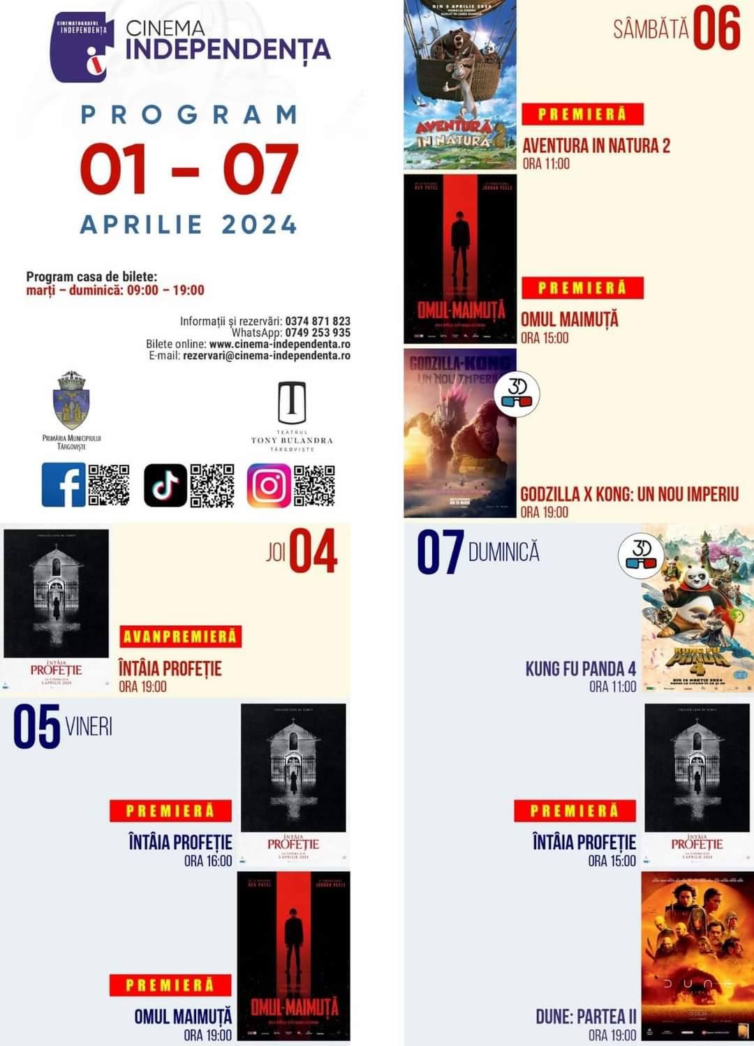You are currently viewing Programul proiecțiilor de film la „Cinema Independența” – 01 – 07 aprilie 2024