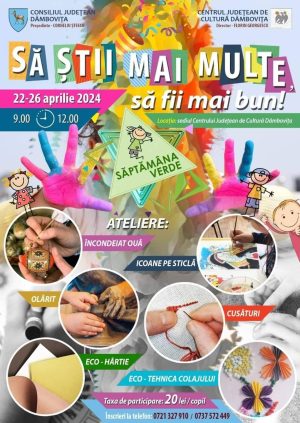 Read more about the article Ateliere tradiționale pentru copii, la Centrul Judeţean de Cultură Dâmboviţa