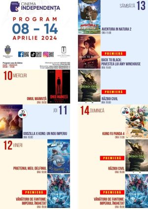 Read more about the article Program proiecțiilor de film la Cinema „Independența”, 08 – 14 aprilie 2024!