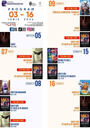 Read more about the article Vezi oferta proiecțiilor de filme la Cinema Independența, în perioada 03-16 mai 2024