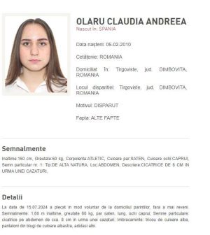 Read more about the article Mesaj RO Alert, privind o minoră dispărută, primit în această seară de dâmbovițeni
