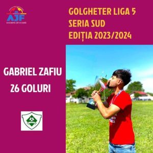 Read more about the article Gabriel Zafiu a devenit golgheterul Ligii a 5-a dâmbovițene – Seria Sud, în sezonul 2023-2024, cu 26 de goluri marcate