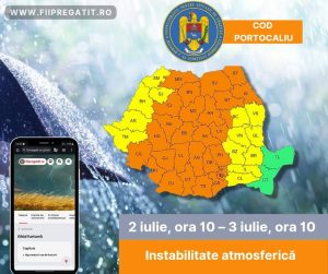 Read more about the article AVERTIZARE METEOROLOGICĂ COD PORTOCALIU DE PLOI ȘI VIJELII ÎN JUDEȚUL DÂMBOVIȚA