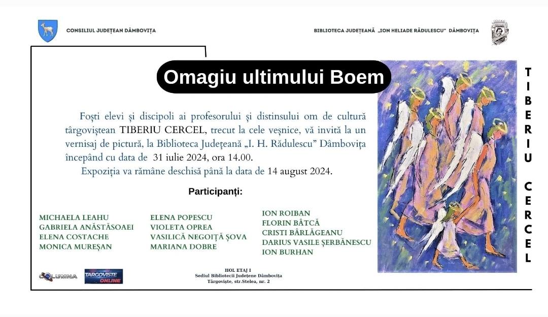 You are currently viewing ”Omagiu ultimului Boem” – Expoziție de pictură la Biblioteca Județeană ”I. H. Rădulescu”