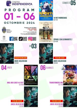 Read more about the article Vezi oferta proiecțiilor de filme la Cinema Independența – 01-06 octombrie 2024!