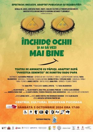 Read more about the article Primul spectacol de teatru de animație, adaptat publicului cu dizabilități din România, vine pe 5 octombrie, la Pucioasa