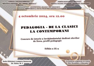 Read more about the article „Pedagogia – de la clasici la contemporani” – Concurs dedicat liceenilor, aflat la ediția a IX- a!