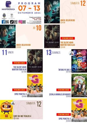 Read more about the article Programul proiecțiilor de film la Cinema Independența – 10 – 13 octombrie 2024
