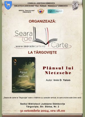 Read more about the article „Plânsul lui Nietzsche” – Tema propusă spre dezbatere la „Seara de carte la Târgovişte”