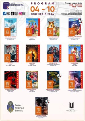 Read more about the article Programul proiecțiilor de filme la Cinema Independența, în perioada 04 – 10 noiembrie 2024!