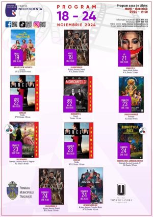 Read more about the article Programul proiecțiilor de film la Cinema „Independența”, 18 – 24 noiembrie 2024!