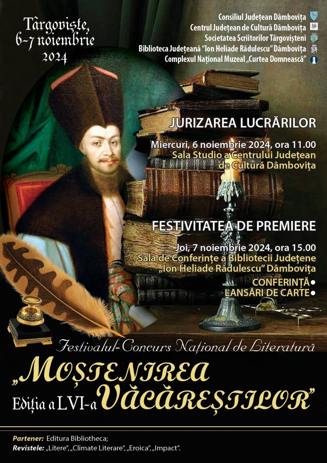 You are currently viewing La Târgoviște va avea loc Concursul Naţional de Literatură „Moştenirea Văcăreştilor”, ediția a LVI-a!