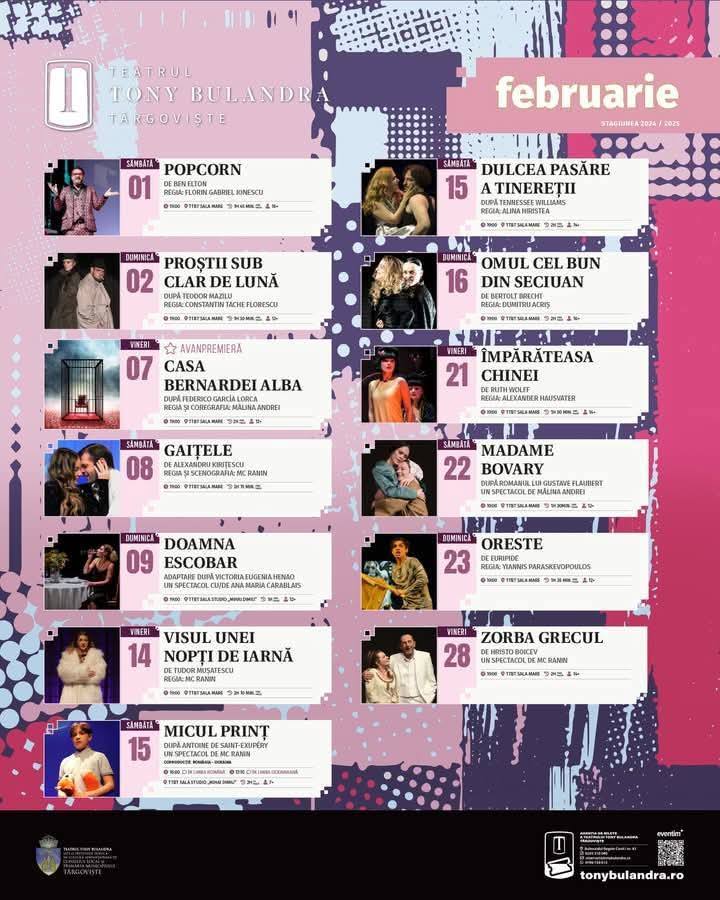 You are currently viewing Program spectacolelor la Teatrul Tony Bulandra – februarie 2025