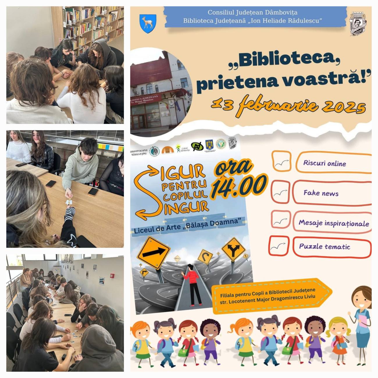 You are currently viewing Filiala pentru copii a Bibliotecii Județene a găzduit activitatea educațională dedicată elevilor de la Liceul de Arte „Bălașa Doamna”