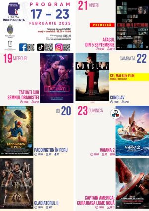 Read more about the article Vezi programul proiecțiilor de film la Cinema „Independența” 19 – 23 februarie 2025!