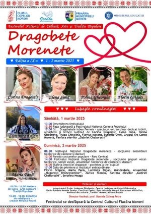 Read more about the article Tradiția organizării Festivalului Național „Dragobete – Morenete”, la început de pirmăvară continuă, la Moreni