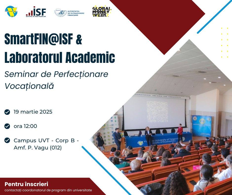 You are currently viewing Seminar de Perfecționare Vocațională, pe tema educației financiare, pe 19 martie, la UVT