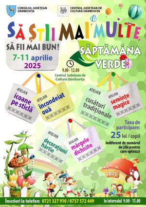 Read more about the article Programul cultural educaţional „Să știi mai multe, să fii mai bun!/Săptămâna Verde” va avea loc la Centrul Judeţean de Cultură Dâmboviţa