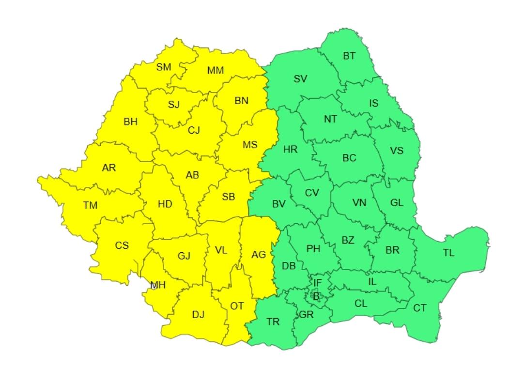 You are currently viewing Cod Galben de furtuni în jumătatea vestică a țării