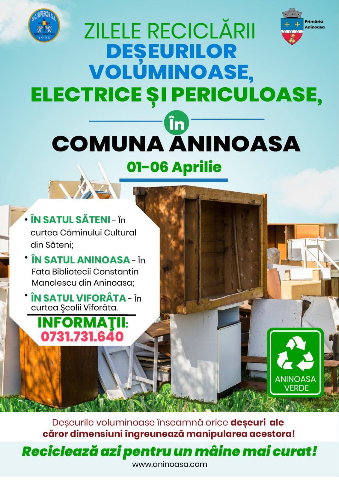 You are currently viewing Campanie de colectare a deșeurilor voluminoase și periculoase, la Aninoasa