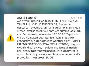 Read more about the article Avertizare RO ALERT de condiții meteo extreme, primită de dâmbovițeni