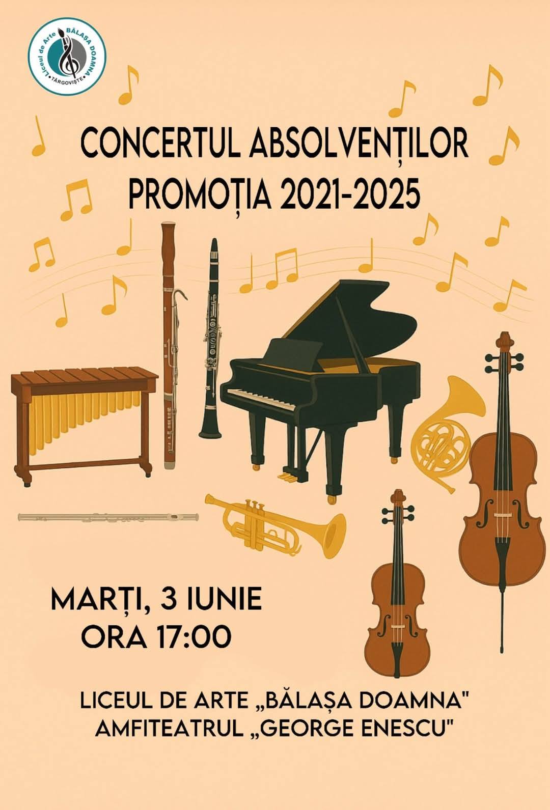 You are currently viewing Liceul de Arte „Bălașa Doamna” organizează Concertul absolvenților promoției 2021–2025!
