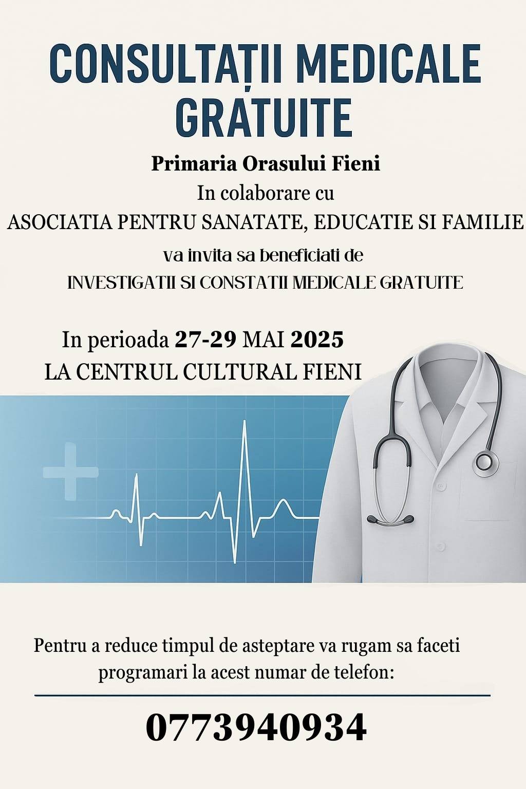 You are currently viewing Consultații medicale gratuite, săptămâna viitoare, la Fieni