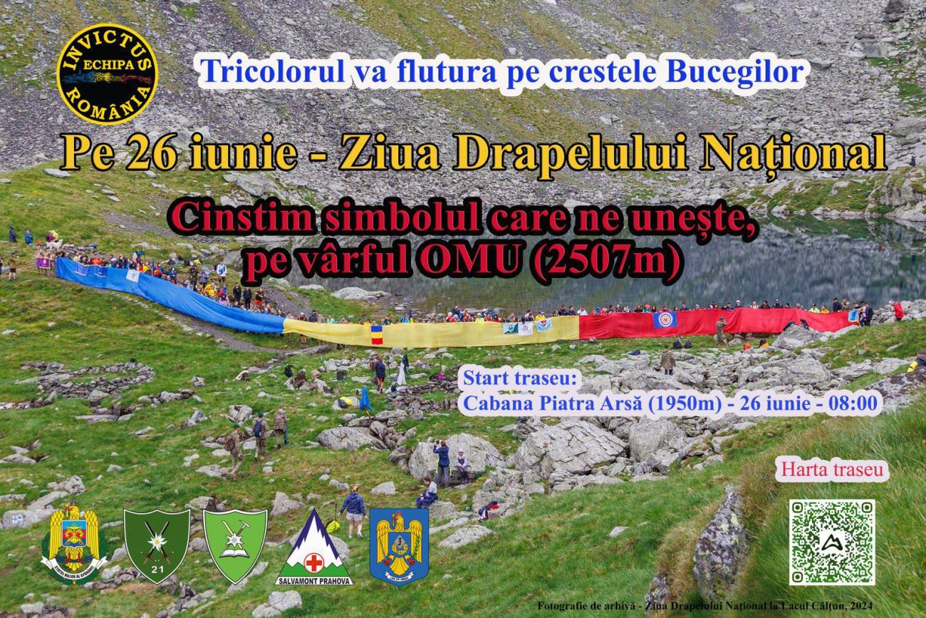 You are currently viewing Echipa Invictus România, împreună cu sute de participanți din toată țara va sărbători Ziua Drapelului Național pe Vârful Omu