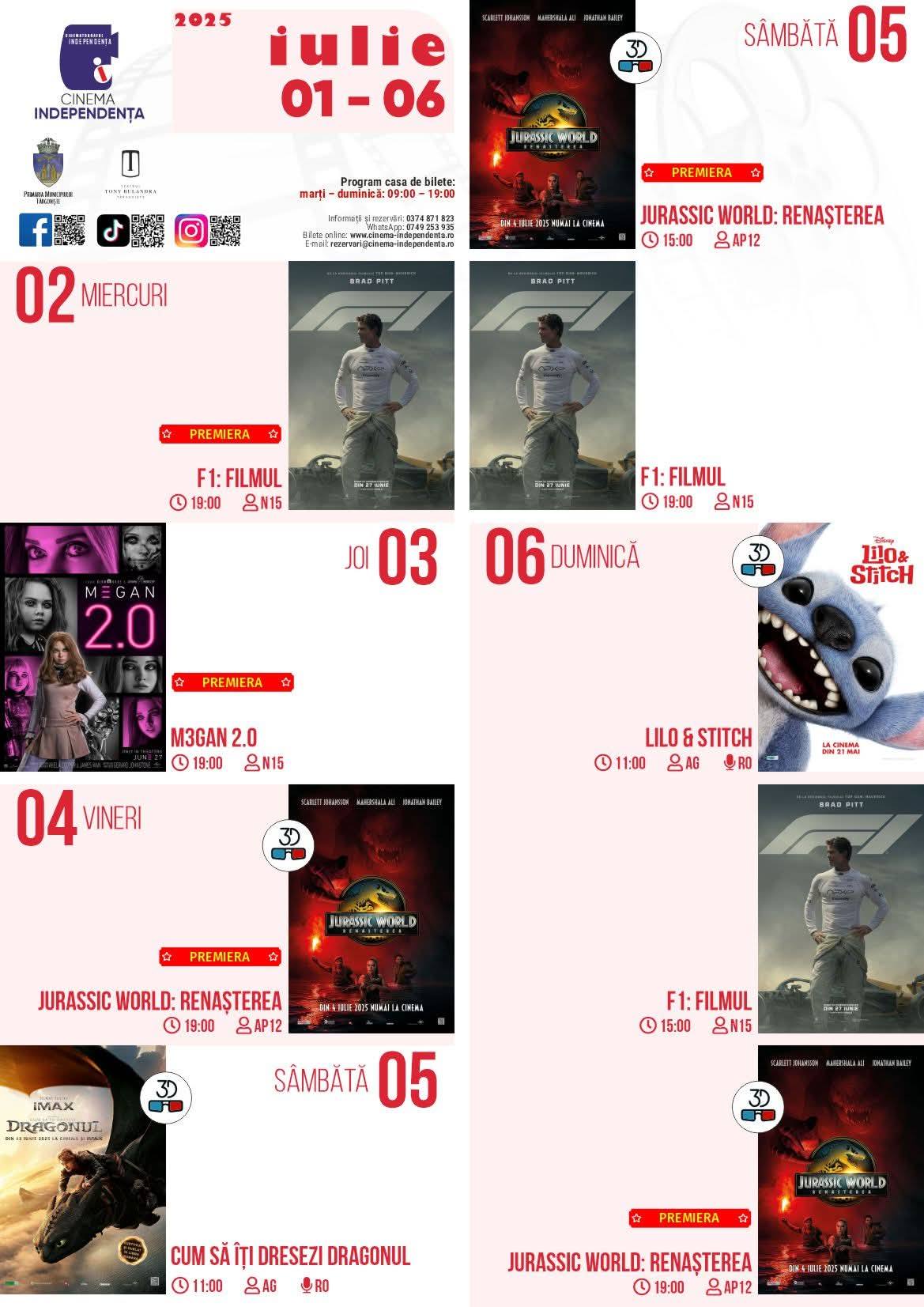 You are currently viewing Vezi programul proiecțiilor de film la Cinema „Independența”, în perioada 01-06 iulie 2025!