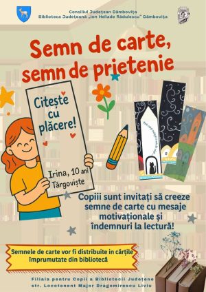 Read more about the article „Semn de carte, semn de prietenie” – Activitate educațională la Filiala pentru copii a Bibliotecii Județene Dâmbovița