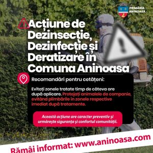 Read more about the article Amplă acțiune de dezinsecție, dezinfecție și deratizare, la Aninoasa. Apel al primarului, la cetățeni