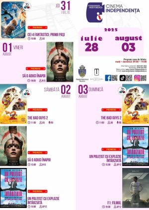 Read more about the article Vezi programul proiecțiilor de film la Cinema „Independența”, în perioada 28 iulie-03 august 2025!