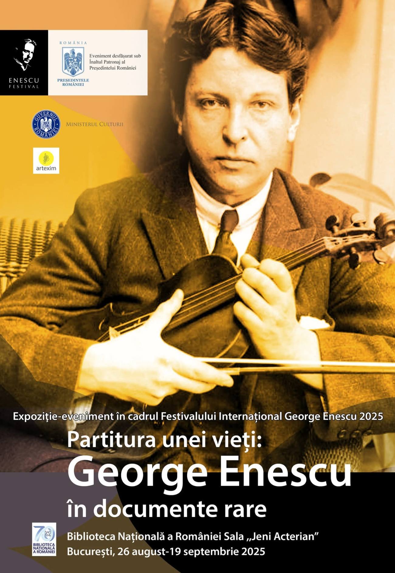 You are currently viewing Biblioteca Naţională a României organizează, expoziția „Partitura unei vieţi: George Enescu în documente rare”