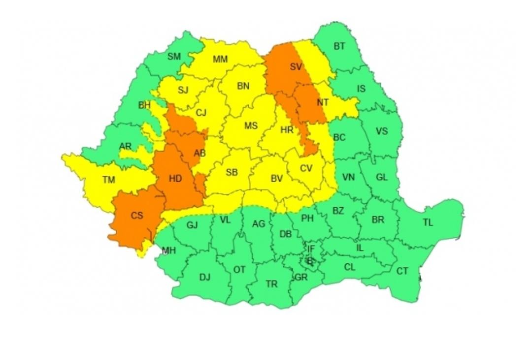 You are currently viewing Cod portocaliu și cod galben de furtună în mare parte din țară