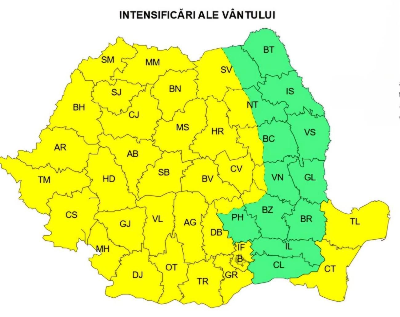You are currently viewing METEO: COD GALBEN DE VÂNT PUTERNIC ÎN JUDEȚUL DÂMBOVIȚA. VEZI ZONELE AFECTATE!