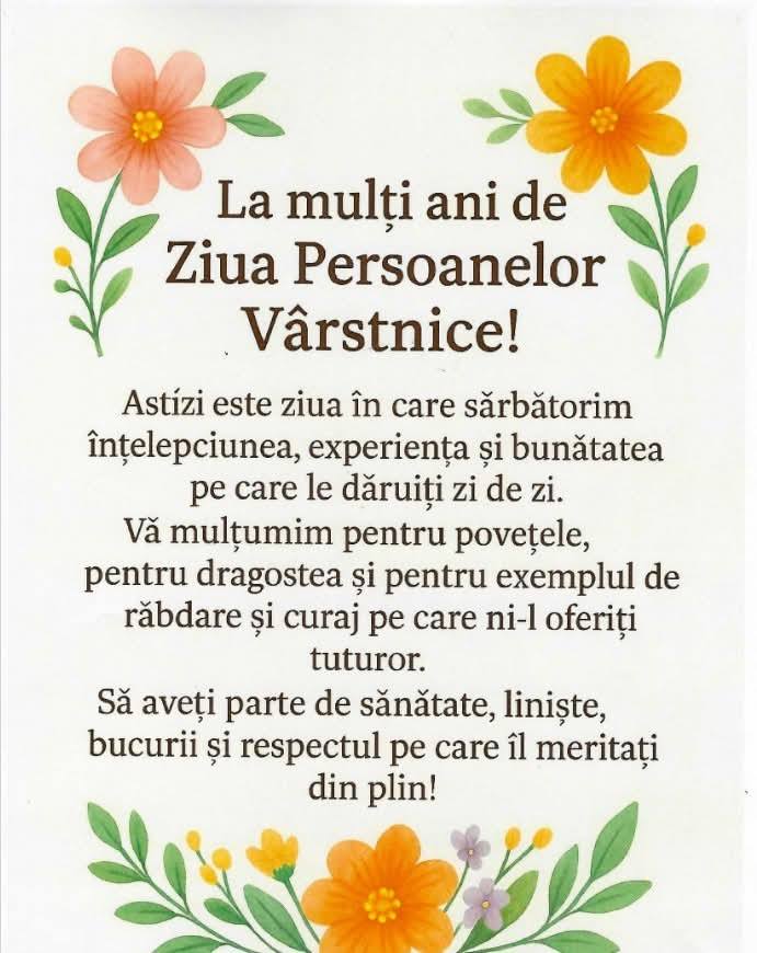 You are currently viewing Mesaj de respect pentru seniori al administrației din Crevedia, de Ziua Internațională a Persoanelor Vârstnice