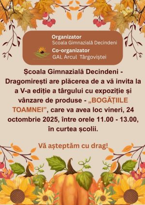Read more about the article Copiii din Decindeni celebrează toamna prin tradiție și creativitate, la Târgul „Bogățiile Toamnei”