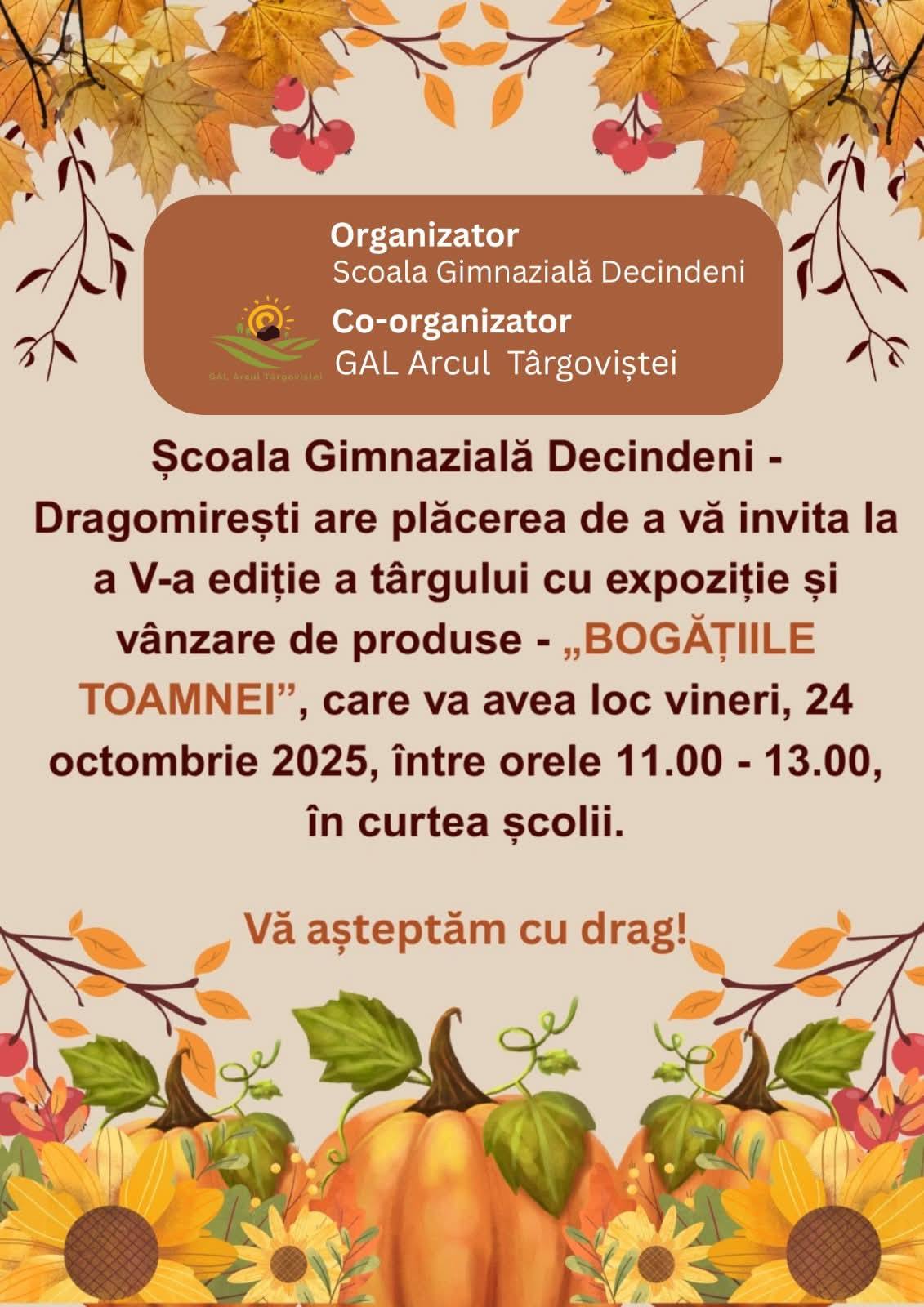 You are currently viewing Copiii din Decindeni celebrează toamna prin tradiție și creativitate, la Târgul „Bogățiile Toamnei”