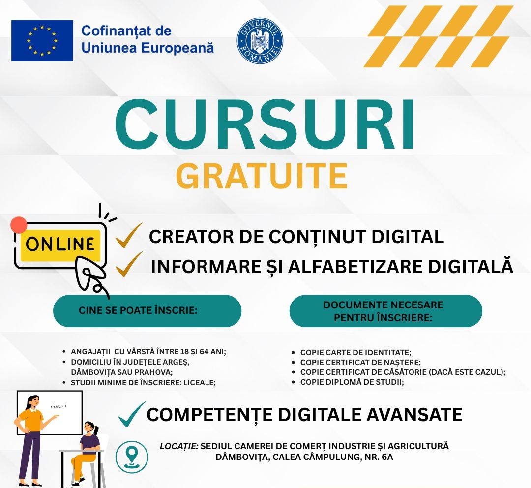 You are currently viewing Cursuri gratuite de competențe digitale pentru angajați, la Camera de Comerț Dâmbovița