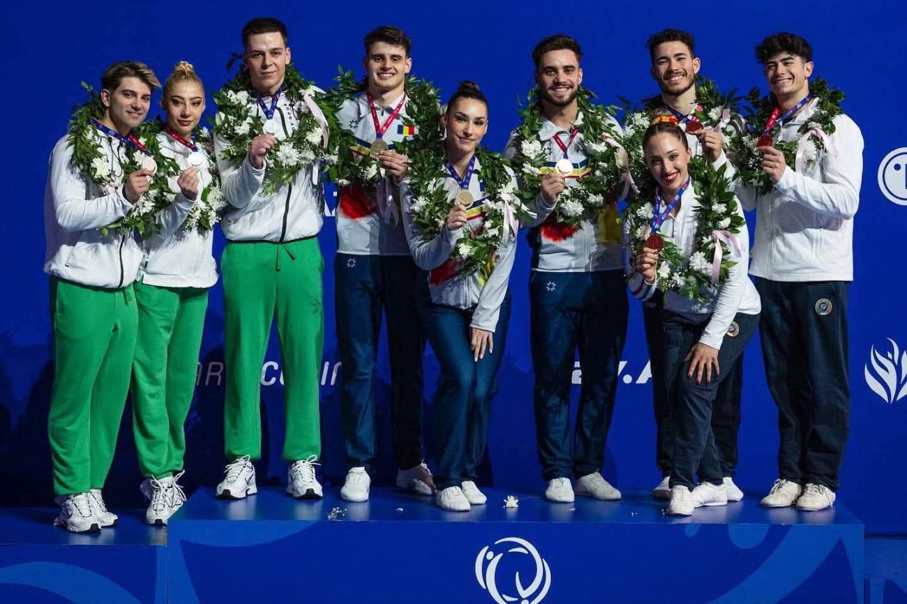 You are currently viewing Două MEDALII de AUR și o MEDALIE de ARGINT pentru România la Campionatele Europene de Gimnastică Aerobică