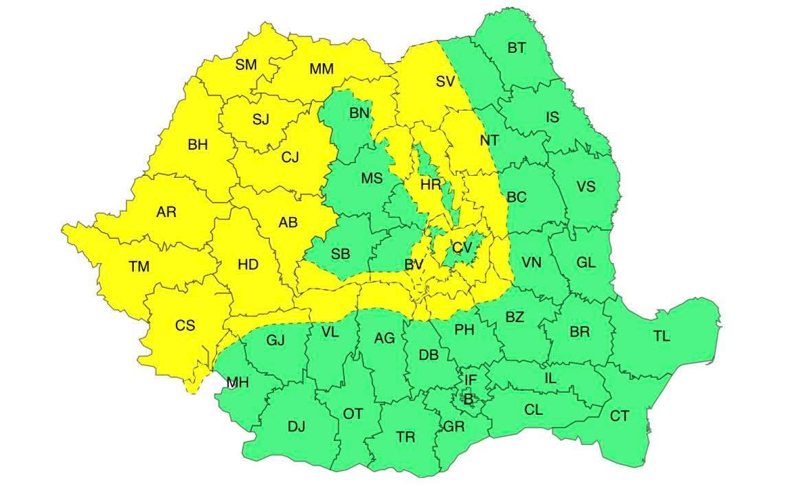 You are currently viewing Cod galben de vânt puternic și ploi în zona montană dâmbovițeană. Vremea se răcește accentuat în toată țara