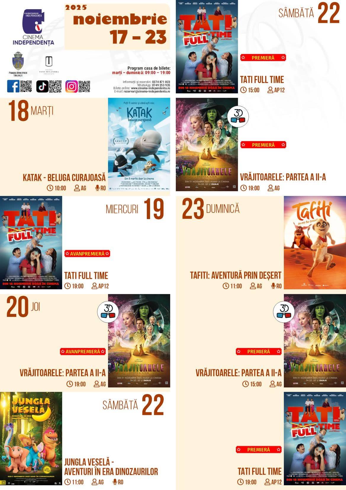 You are currently viewing Vezi programul proiecțiilor de film la Cinema Independența, în perioada 17 – 23 noiembrie 2025!