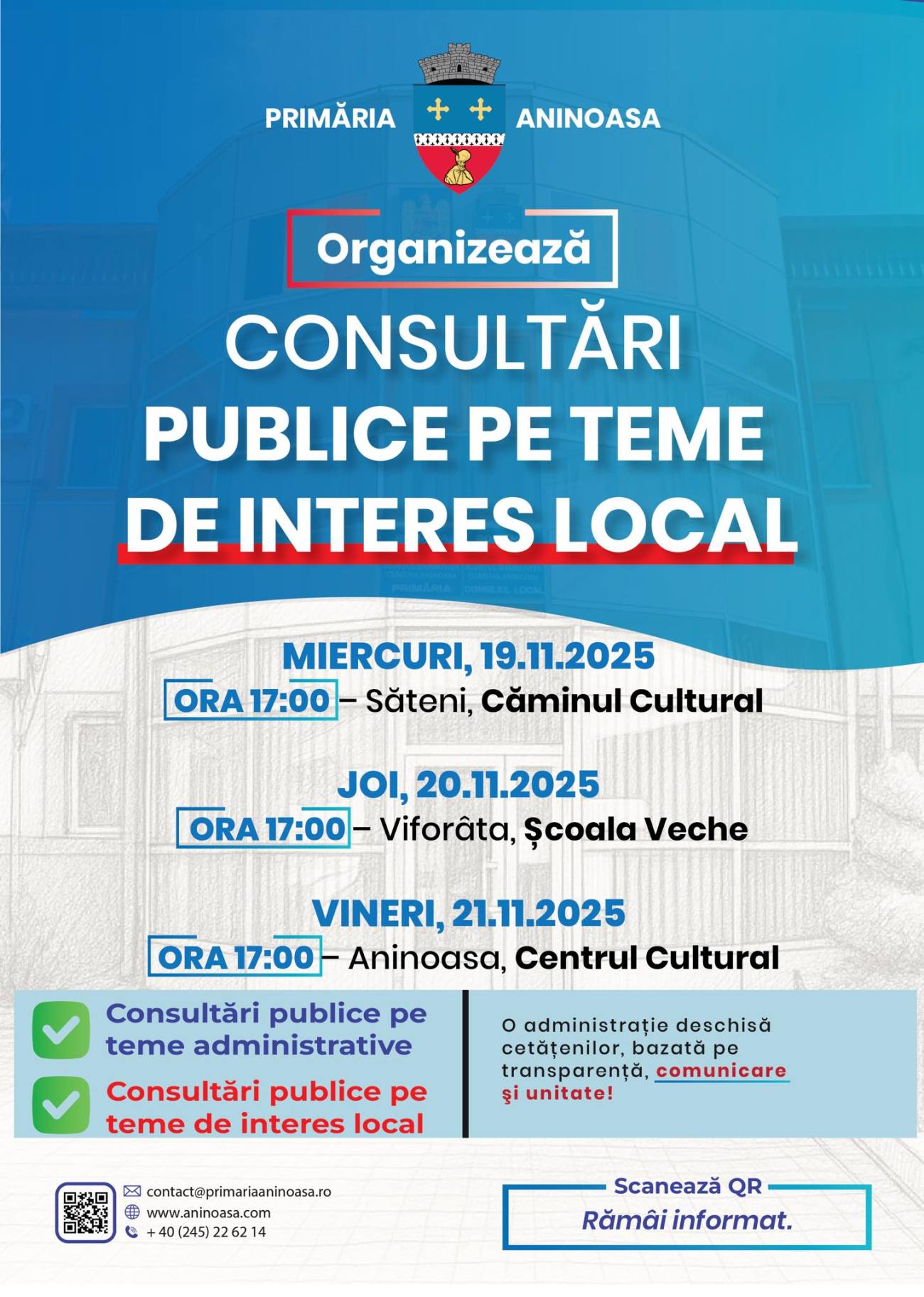 You are currently viewing Primarul Vlăduț Niculae invită cetățenii din Aninoasa la consultări publice pe teme de interes local