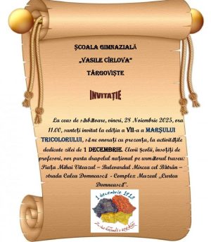 Read more about the article Tradiție de suflet la Târgoviște – elevii Școlii „Vasile Cîrlova” marchează și anul acesta Ziua Națională prin Marșul Tricolorului