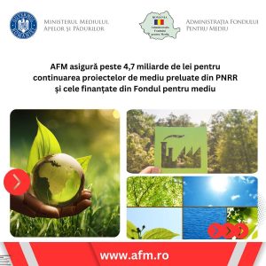 Read more about the article AFM asigură peste 4,7 miliarde de lei pentru continuarea proiectelor de mediu preluate din PNRR. Forin Bănică: comunitățile vor putea beneficia de sisteme moderne de apă, canalizare și gestionare a deșeurilor