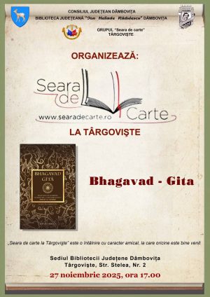 Read more about the article „Bhagavad – Gita”, Cartea supusă spre dezbatere la întâlnirea „Seara de carte la Târgovişte”