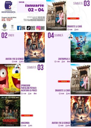 Read more about the article Vezi programul proiecțiilor de film la Cinema Independența, la începutul Noului An 2026!